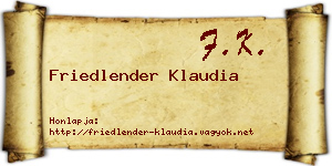 Friedlender Klaudia névjegykártya