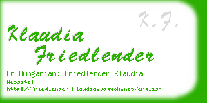 klaudia friedlender business card